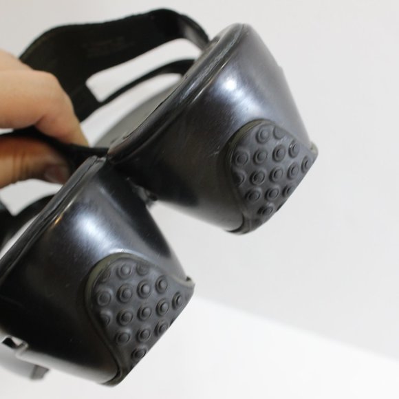 COLE HAAN Black Chunky Patent Leather Sandal 9 - Picture 5 of 12